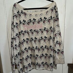 Disneyland Mickey Mouse Sweater Off The Shoulder Tunic Top with 3/4 Sleeve 3X